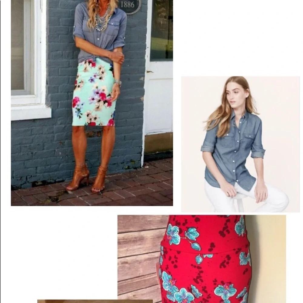 Lularoe Floral Print Cassie Skirt - L - Picture 4 of 5